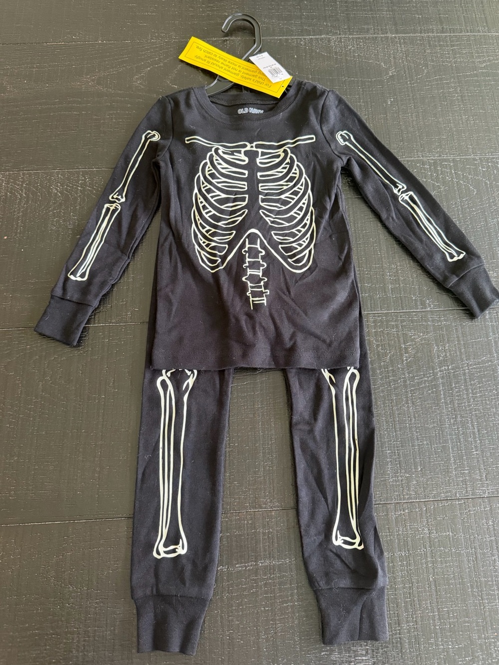 Old Navy Black Glow Skeleton Kids Costume Pajama Set
